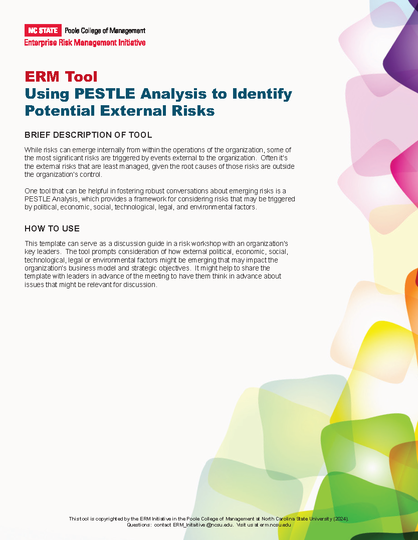 ERM Tool: Using PESTLE Analysis To Identify Potential External Risks COVER