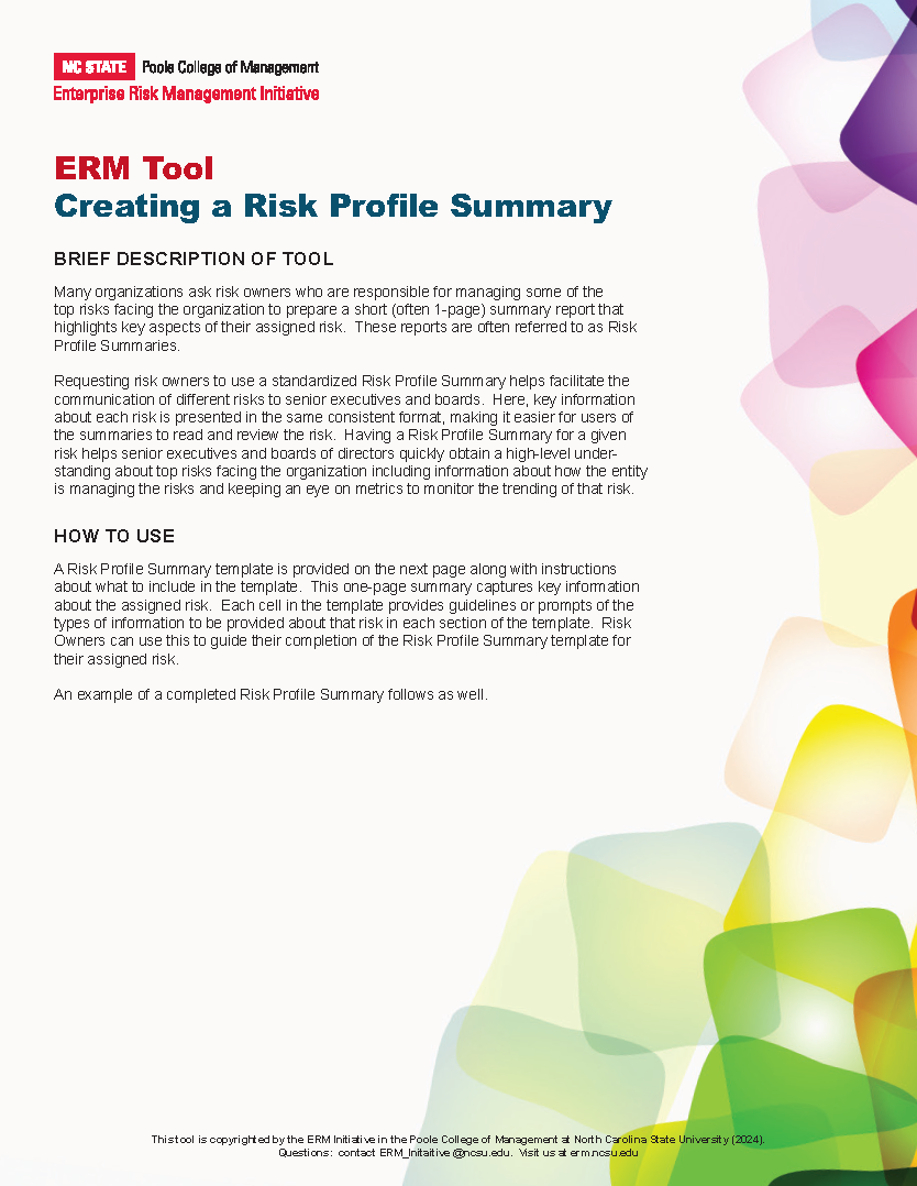 Creating A Risk Profile Summary