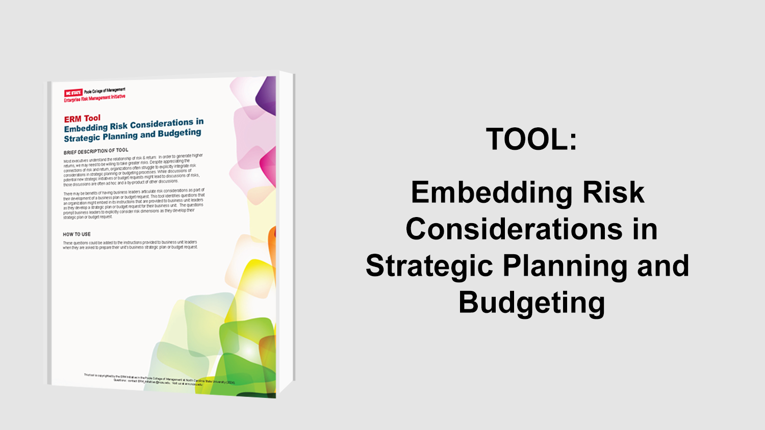 Embedding Risk Considerations in Strategic Planning and Budgeting