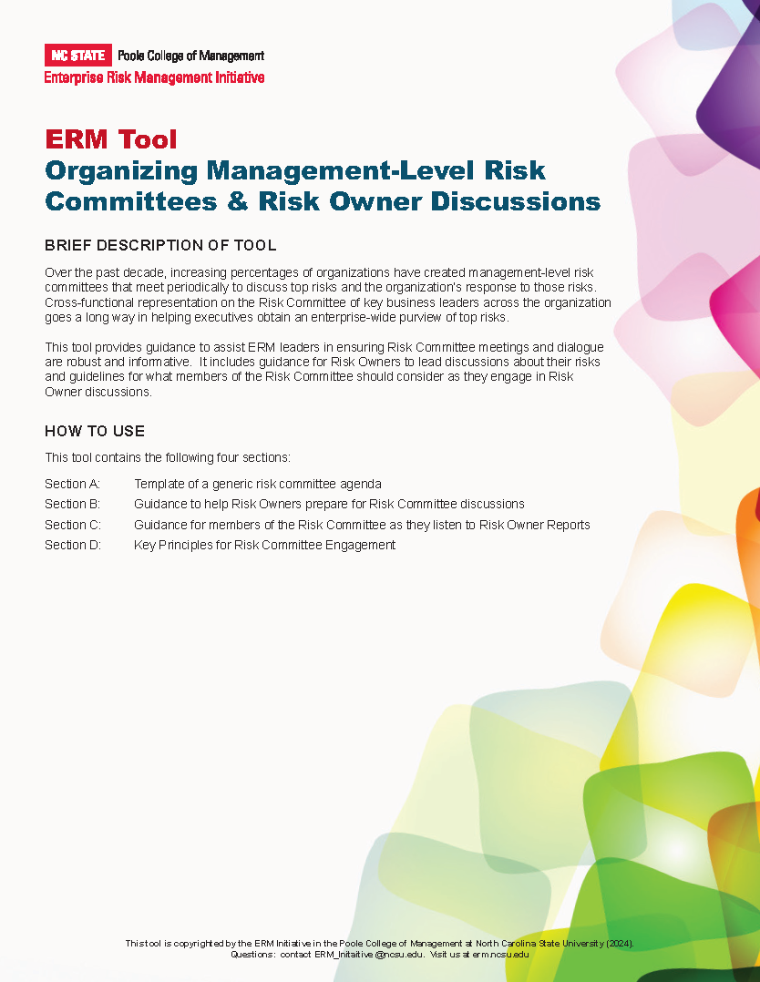 Organizing Management Level Risk Committees & Risk Owner Discussions