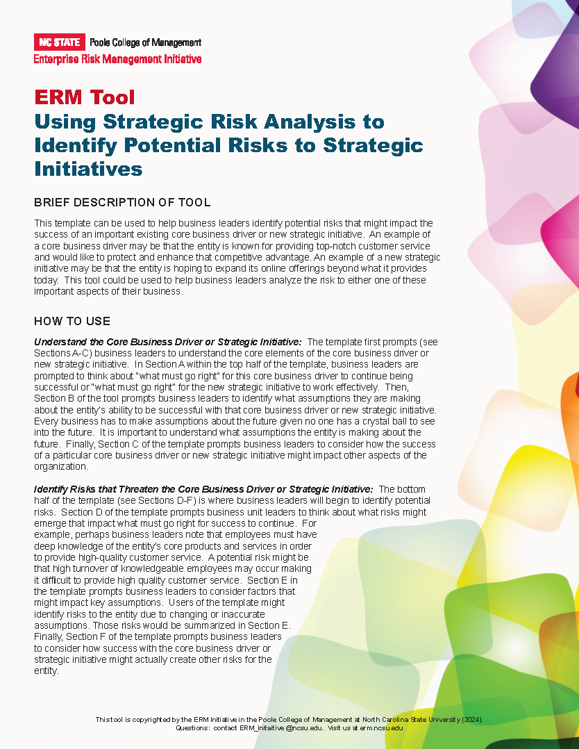 Using Strategic Risk Analysis to Identify Potential Risks to Strategic Initiatives