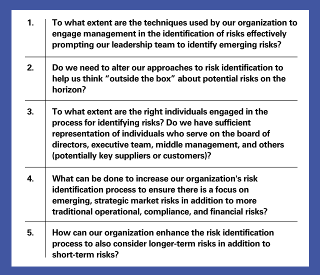 5 questions for Board consideration