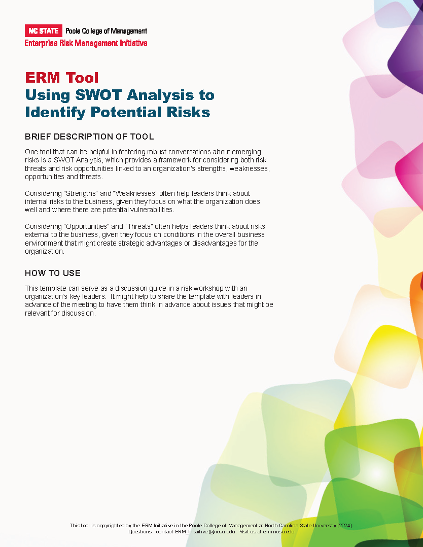 ERM Tool Using SWOT Analysis To Identify Potential Risks