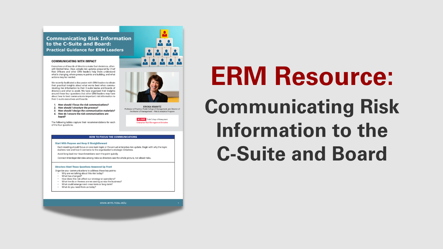 Cover of a new ERM Tool: Communicating Risk Information to the C-Suite and Board
