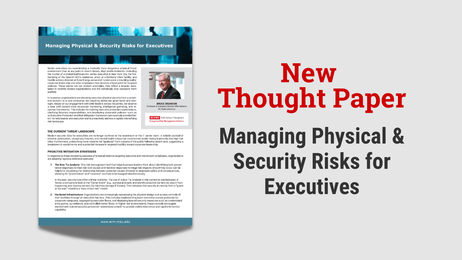 Thumbnail of new thought paper about Managing Physical and Security Risks for Executives