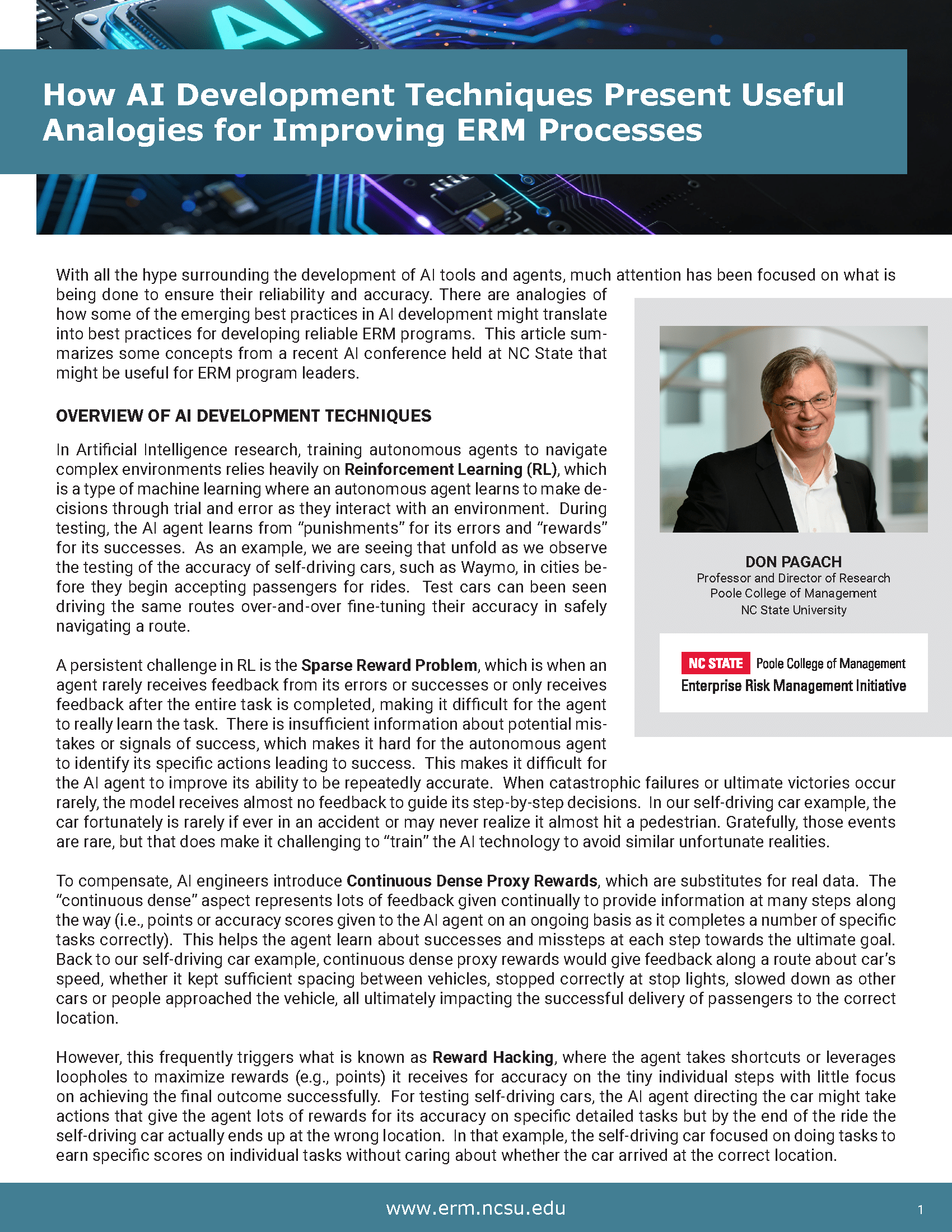 Page 1 How AI Development Techniques Present Useful Analogies for Improving ERM Processes